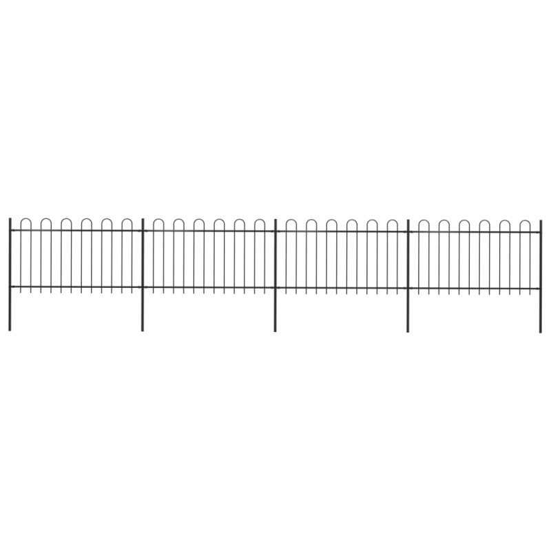 vidaXL Recinzione da Giardino con Punta Tonda in Acciaio 6,8x1 m Nera vidaXL Recinzione da Giardino con Punta Tonda in Acciaio 6,8x1 m Nera