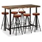 vidaXL Set da Bar 7 pz in Legno Massello di Recupero Vera Pelle e Tela vidaXL Set da Bar 7 pz in Legno Massello di Recupero Vera Pelle e Tela