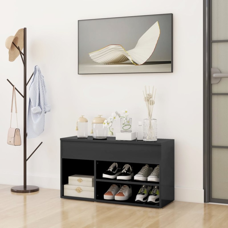 vidaXL Panca Portascarpe Grigio Lucido 80x30x45 cm in Truciolato vidaXL Panca Portascarpe Grigio Lucido 80x30x45 cm in Truciolato