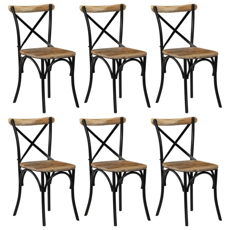 vidaXL Sedie a Croce 6 pz Nere in Legno Massello di Mango vidaXL Sedie a Croce 6 pz Nere in Legno Massello di Mango