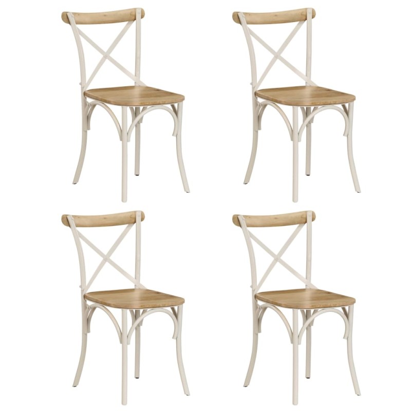 vidaXL Sedie a Croce 4 pz Bianche Legno Massello di Mango vidaXL Sedie a Croce 4 pz Bianche Legno Massello di Mango