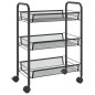 vidaXL Carrello da Cucina con 3 Ripiani Nero 46x26x64 cm in Ferro vidaXL Carrello da Cucina con 3 Ripiani Nero 46x26x64 cm in Ferro