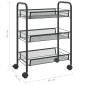 vidaXL Carrello da Cucina con 3 Ripiani Nero 46x26x64 cm in Ferro vidaXL Carrello da Cucina con 3 Ripiani Nero 46x26x64 cm in Ferro