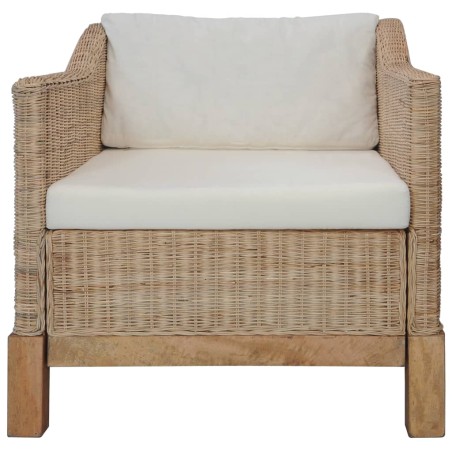 vidaXL Set di Divani 3 pz con Cuscini in Rattan Naturale