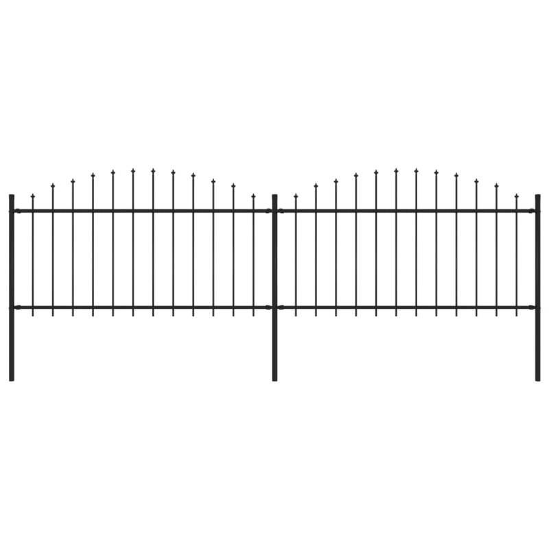 vidaXL Recinzione Giardino Punta a Lancia (1,25-1,5)x3,4m Acciaio Nero vidaXL Recinzione Giardino Punta a Lancia (1,25-1,5)x3,4m Acciaio Nero