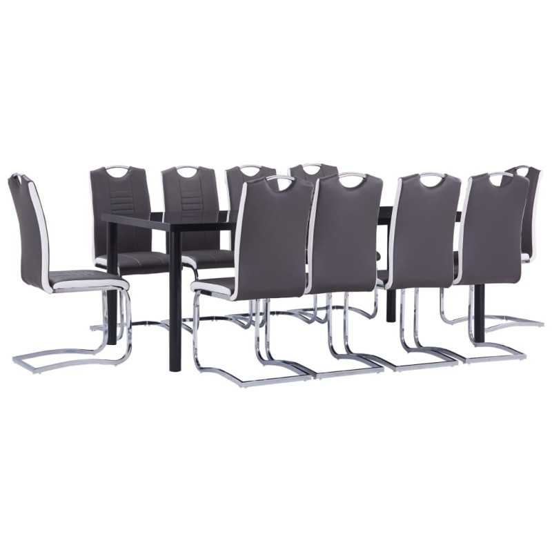 vidaXL Set Sala da Pranzo 11 pz in Similpelle Grigio vidaXL Set Sala da Pranzo 11 pz in Similpelle Grigio
