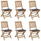 vidaXL Sedie da Giardino Pieghevoli 6 pz con Cuscini Massello Acacia vidaXL Sedie da Giardino Pieghevoli 6 pz con Cuscini Massello Acacia