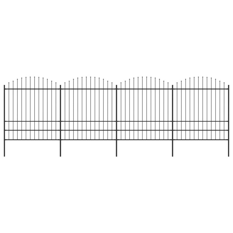 vidaXL Recinzione Giardino Punta a Lancia (1,75-2)x6,8m Acciaio Nera vidaXL Recinzione Giardino Punta a Lancia (1,75-2)x6,8m Acciaio Nera