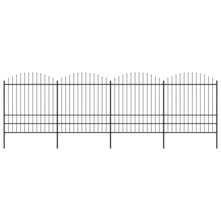 vidaXL Recinzione Giardino Punta a Lancia (1,75-2)x6,8m Acciaio Nera