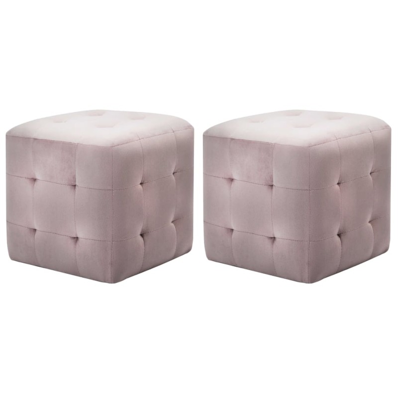 vidaXL Pouf 2 pz Rosa 30x30x30 cm in Velluto vidaXL Pouf 2 pz Rosa 30x30x30 cm in Velluto