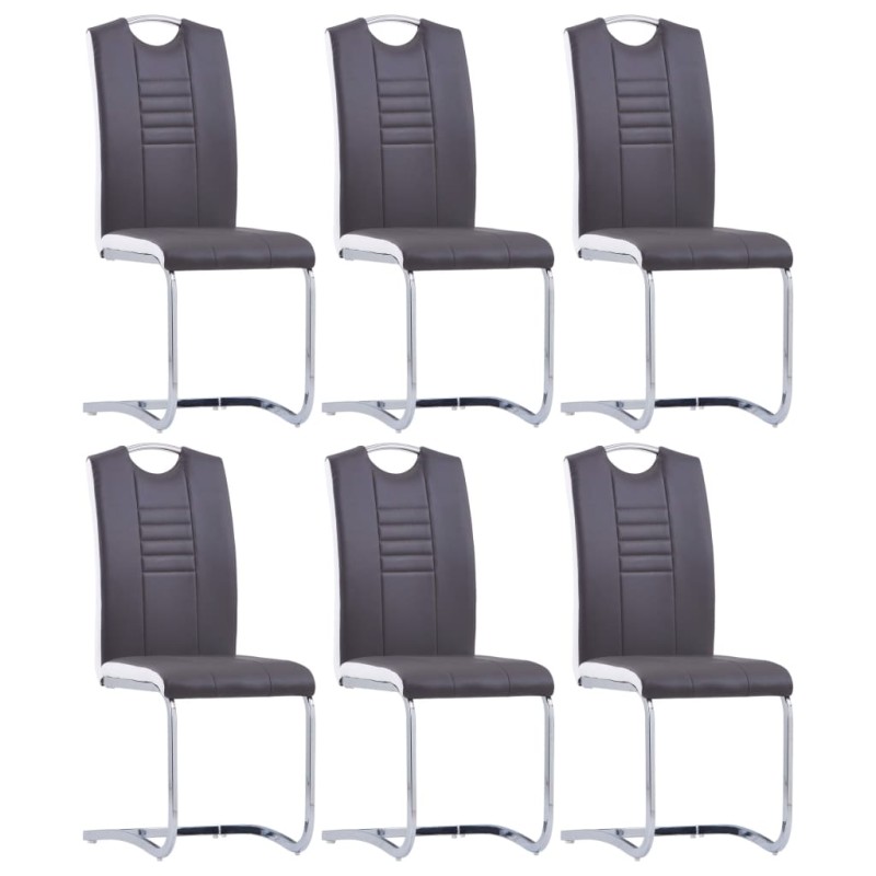 vidaXL Sedie da Pranzo a Sbalzo 6 pz Grigie in Similpelle vidaXL Sedie da Pranzo a Sbalzo 6 pz Grigie in Similpelle