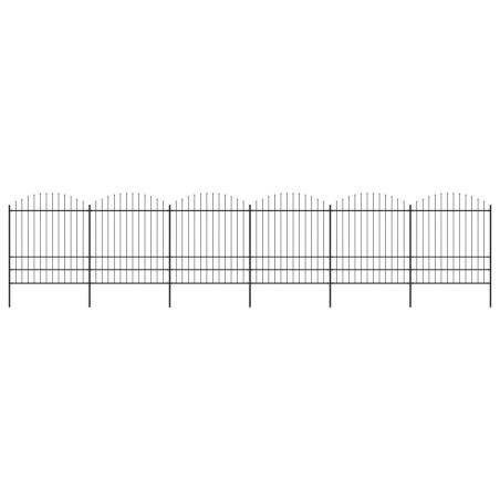 vidaXL Recinzione Giardino Punta a Lancia (1,75-2)x10,2m Acciaio Nera