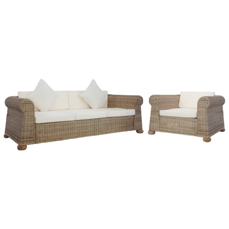 vidaXL Set di Divani 2 pz con Cuscini in Rattan Naturale