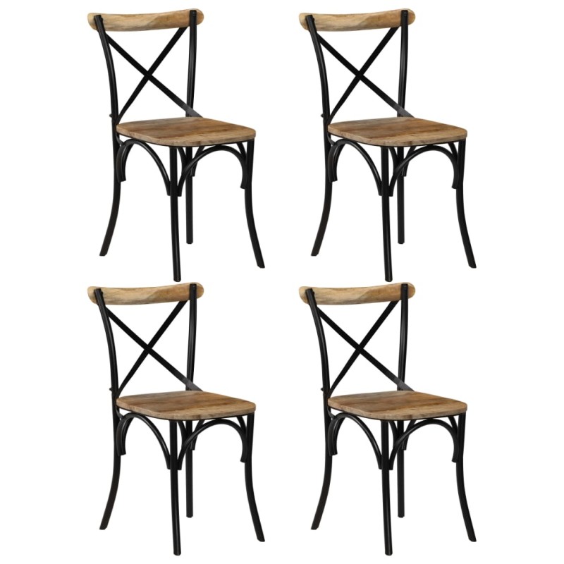 vidaXL Sedie a Croce 4 pz Nere in Legno Massello di Mango vidaXL Sedie a Croce 4 pz Nere in Legno Massello di Mango