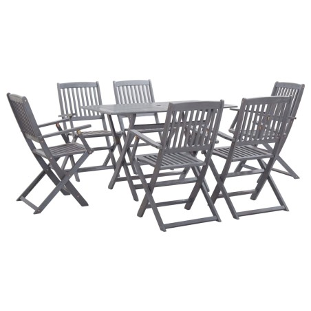 vidaXL Set da Pranzo per Giardino 7 pz Legno Massello di Acacia Grigio