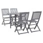 vidaXL Set da Pranzo per Giardino 5 pz Legno Massello di Acacia Grigio vidaXL Set da Pranzo per Giardino 5 pz Legno Massello di Acacia Grigio