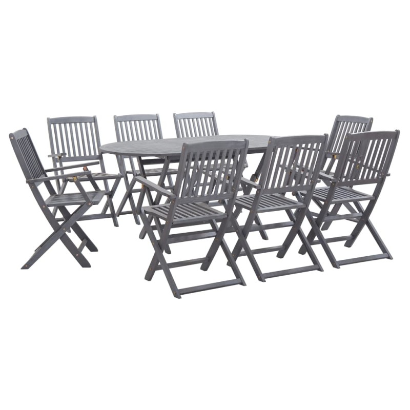 vidaXL Set da Pranzo per Giardino 9 pz Legno Massello di Acacia Grigio vidaXL Set da Pranzo per Giardino 9 pz Legno Massello di Acacia Grigio