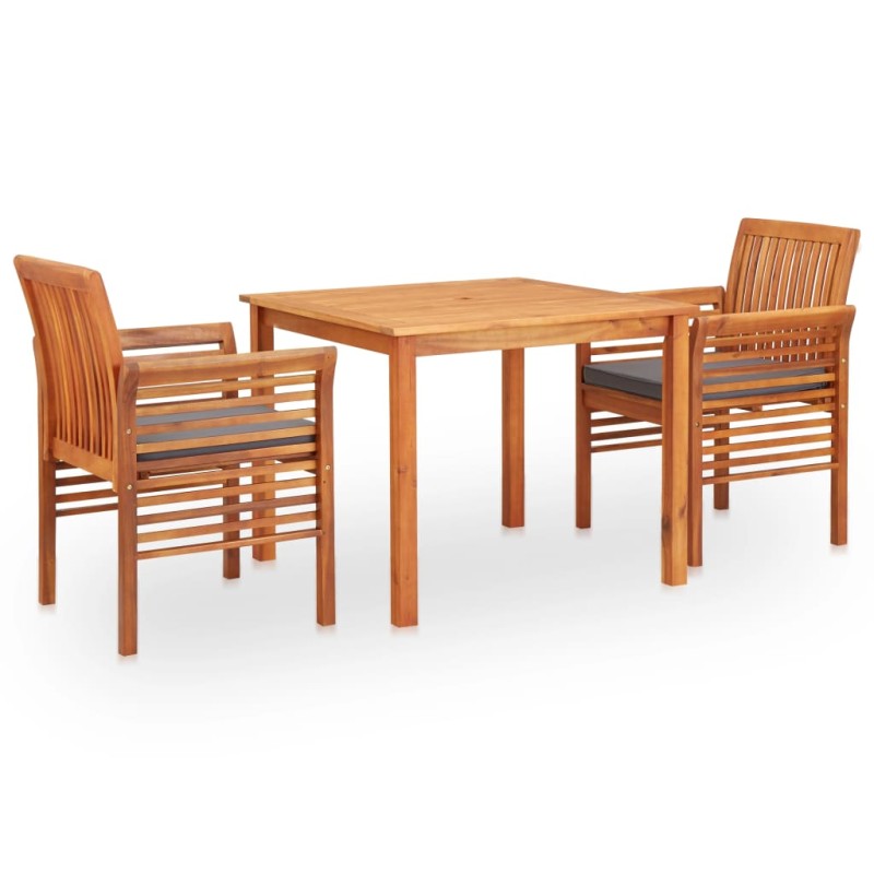 vidaXL Set da Pranzo da Giardino 3 pz con Cuscini Massello di Acacia vidaXL Set da Pranzo da Giardino 3 pz con Cuscini Massello di Acacia