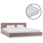 vidaXL Letto con Materasso Memory Foam Rosa Velluto 180x200 cm vidaXL Letto con Materasso Memory Foam Rosa Velluto 180x200 cm