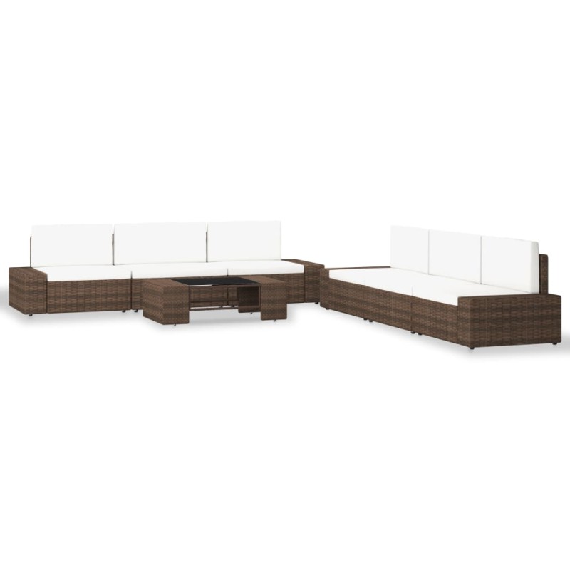 vidaXL Set Divani da Giardino 7 pz in Polyrattan Marrone vidaXL Set Divani da Giardino 7 pz in Polyrattan Marrone