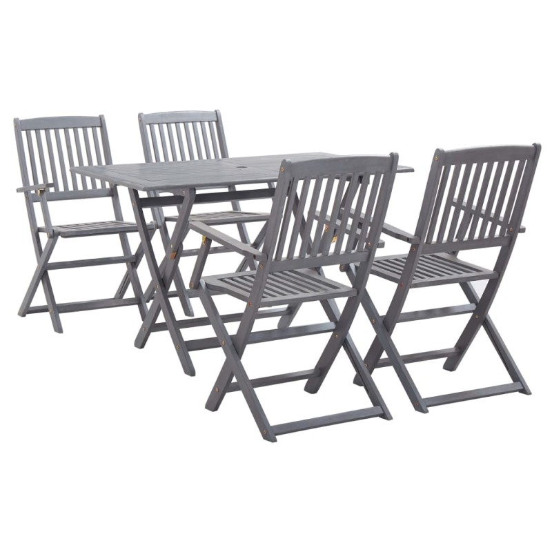 vidaXL Set da Pranzo per Giardino 5 pz Legno Massello di Acacia Grigio vidaXL Set da Pranzo per Giardino 5 pz Legno Massello di Acacia Grigio