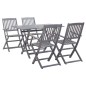 vidaXL Set da Pranzo per Giardino 5 pz Legno Massello di Acacia Grigio vidaXL Set da Pranzo per Giardino 5 pz Legno Massello di Acacia Grigio