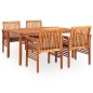 vidaXL Set da Pranzo da Giardino 5 pz con Cuscini Massello di Acacia vidaXL Set da Pranzo da Giardino 5 pz con Cuscini Massello di Acacia