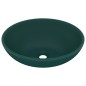 Lavandino Lusso Ovale Verde Scuro Opaco 40x33 cm in Ceramica