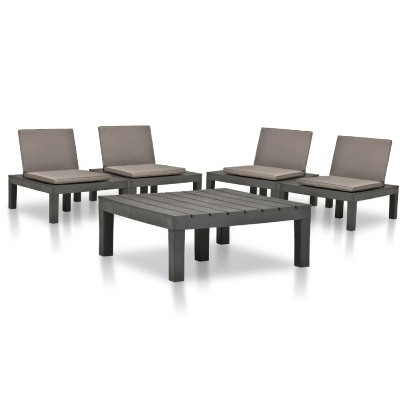 vidaXL Set Divani da Giardino 5 pz in Plastica Antracite 
