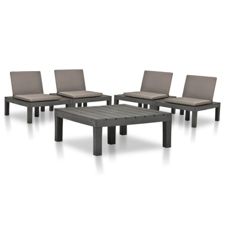 vidaXL Set Divani da Giardino 5 pz in Plastica Antracite 