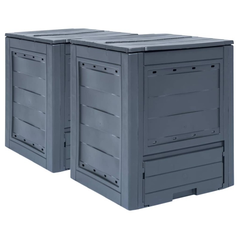 vidaXL Compostiere per Giardino 2 pz Grigio 60x60x73 cm 520 L vidaXL Compostiere per Giardino 2 pz Grigio 60x60x73 cm 520 L