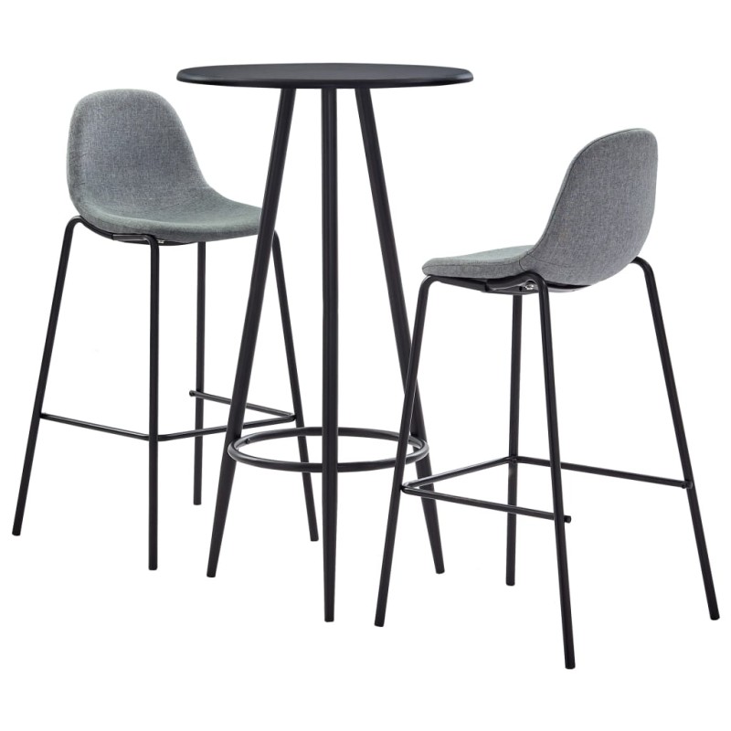 vidaXL Set da Bar 3 pz in Tessuto Grigio Chiaro vidaXL Set da Bar 3 pz in Tessuto Grigio Chiaro