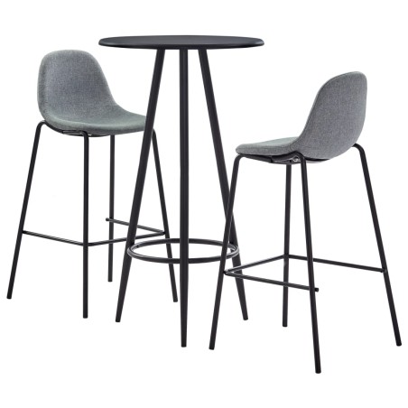 vidaXL Set da Bar 3 pz in Tessuto Grigio Chiaro