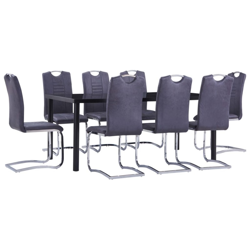 vidaXL Set Sala da Pranzo 9 pz in Similpelle Scamosciata Grigio vidaXL Set Sala da Pranzo 9 pz in Similpelle Scamosciata Grigio