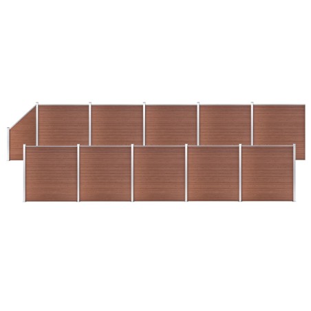 vidaXL Pannelli Recinzione 10 Quadrati 1 Inclinato 1830x186cm Marrone 