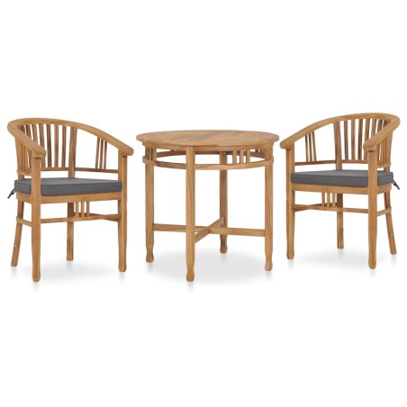 vidaXL Set da Pranzo da Giardino 3 pz con Cuscini in Legno di Teak