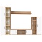 Parete Attrezzata Porta TV con Luci LED Rovere Sonoma e Bianco Parete Attrezzata Porta TV con Luci LED Rovere Sonoma e Bianco