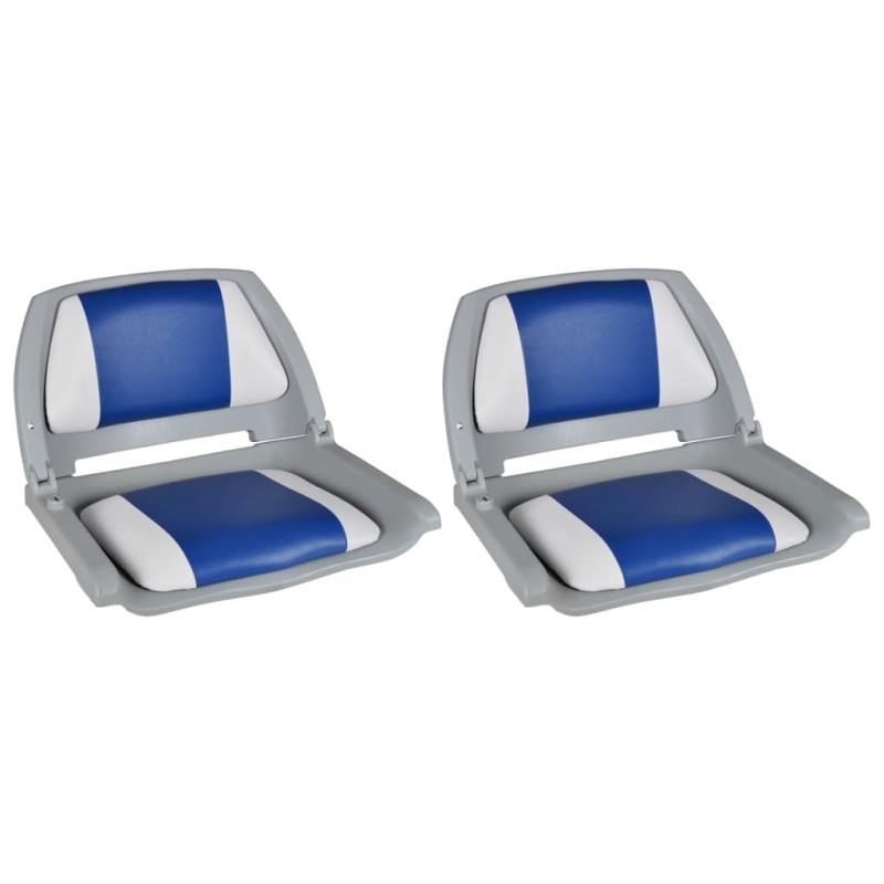 vidaXL Sedili per Barca 2 pz Pieghevoli Cuscino Blu-Bianco 41x51x48 cm vidaXL Sedili per Barca 2 pz Pieghevoli Cuscino Blu-Bianco 41x51x48 cm