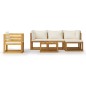 vidaXL Set Divani da Giardino 6 pz con Cuscini Crema Massello Acacia