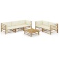 vidaXL Set Salotto da Giardino 6pz con Cuscini Bianco Crema in Bambù vidaXL Set Salotto da Giardino 6pz con Cuscini Bianco Crema in Bambù