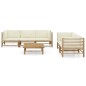 vidaXL Set Salotto da Giardino 6pz con Cuscini Bianco Crema in Bambù vidaXL Set Salotto da Giardino 6pz con Cuscini Bianco Crema in Bambù