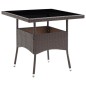 vidaXL Set da Pranzo da Giardino 3 pz Marrone in Polyrattan e Vetro vidaXL Set da Pranzo da Giardino 3 pz Marrone in Polyrattan e Vetro