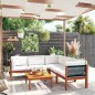 vidaXL Set Divani da Giardino 6 pz con Cuscini Crema Massello Acacia