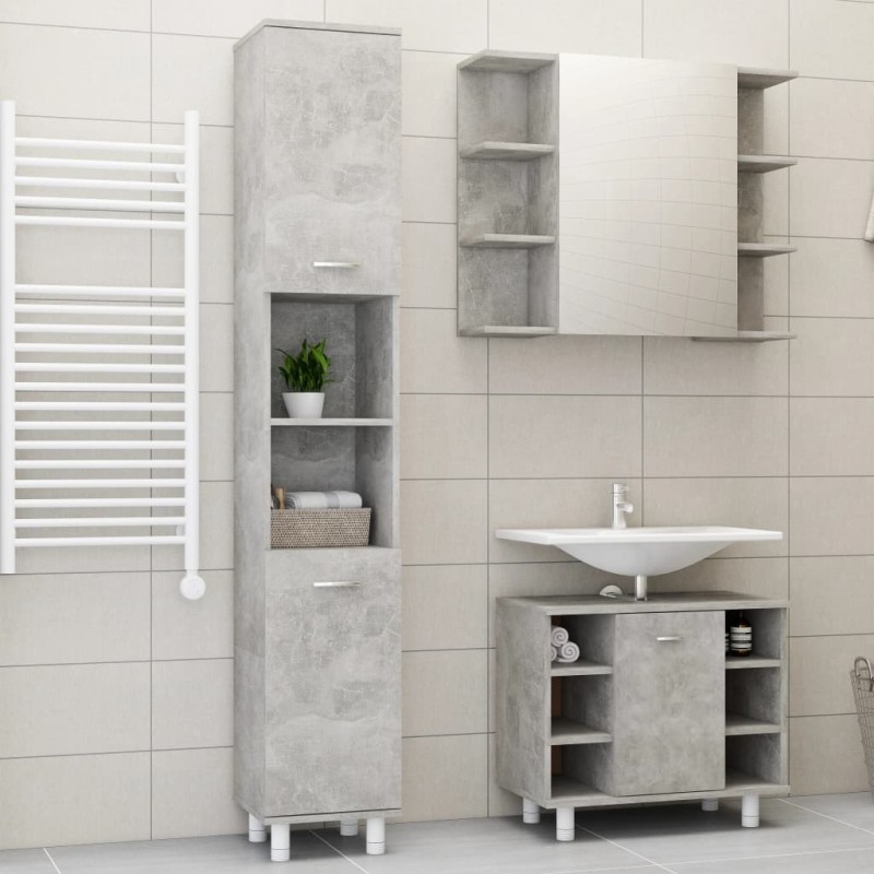 vidaXL Set Mobili da Bagno 3 pz Grigio Cemento in Truciolato vidaXL Set Mobili da Bagno 3 pz Grigio Cemento in Truciolato