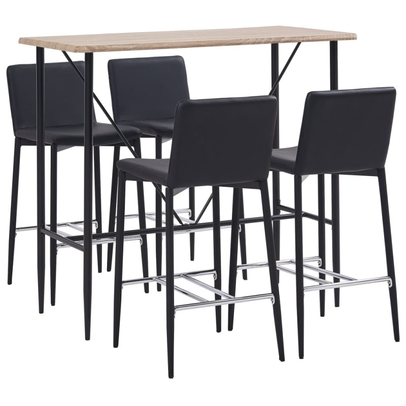 vidaXL Set da Bar 5 pz in Similpelle Nero vidaXL Set da Bar 5 pz in Similpelle Nero