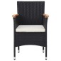 vidaXL Set Mobili da Pranzo da Giardino 3 pz Nero Polyrattan e Acacia