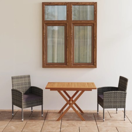 vidaXL Set da Pranzo Giardino 3 pz Polyrattan e Massello Acacia