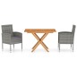 vidaXL Set da Pranzo Giardino 3 pz Polyrattan e Massello Acacia vidaXL Set da Pranzo Giardino 3 pz Polyrattan e Massello Acacia