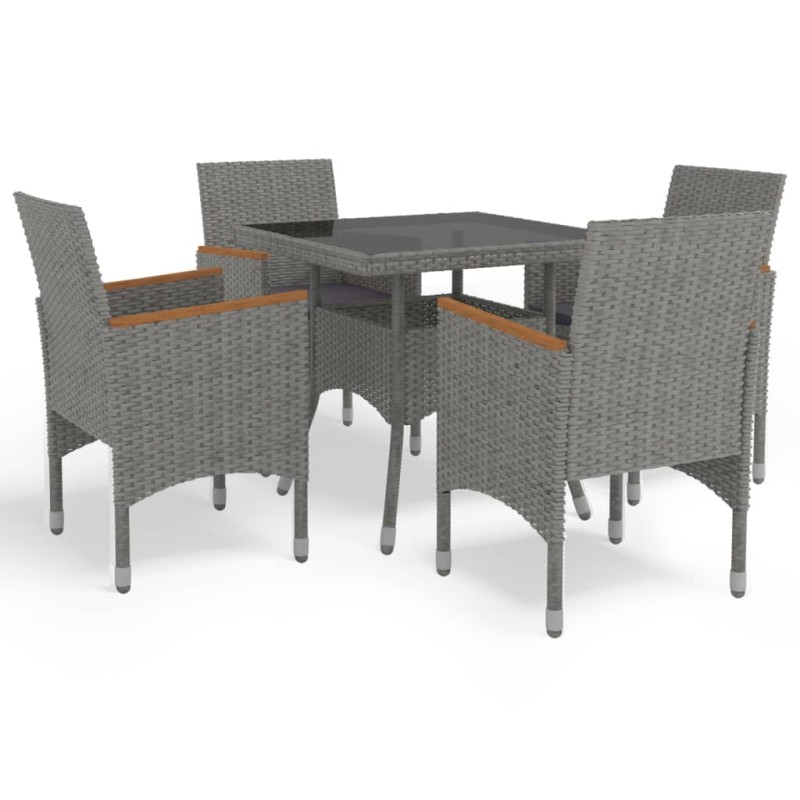 vidaXL Set Mobili da Pranzo da Giardino 5 pz Grigio Polyrattan Acacia
