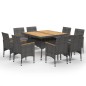 vidaXL Set Mobili da Pranzo da Giardino 9 pz Polyrattan Acacia Grigio 